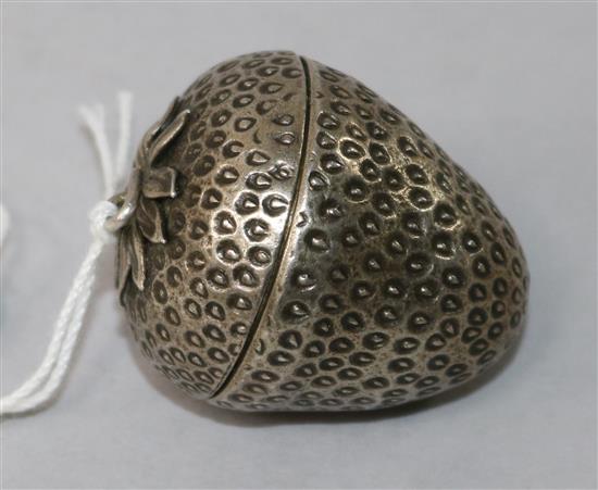 A Tiffany & Co sterling silver Strawberry pendant box, 1.5in.